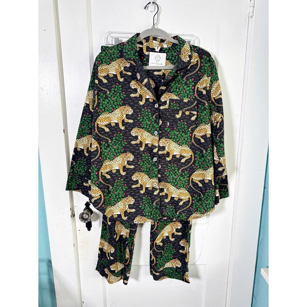 Printfresh Bagheera Pajama Set Shirt and Pants Organic Cotton Leopard Medium - Picture 2 of 16